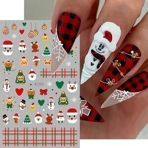 Christmas Themed Nail Wraps Stickers Santa Reindeer Snowmen